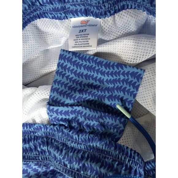 Vineyard Vines Men XLT Elastic Waist Drawstring‎ Checked Blue Trunk Short - Picture 9 of 12